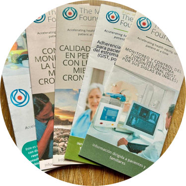 several Max Foundation patient brochures sitting on a table